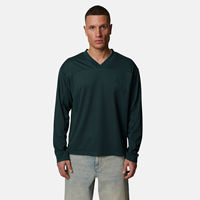 T-shirt décontracté pour homme, vert foncé, à manches courtes, col en V, coupe ajustée, respirant, en jersey tricoté, 100 % polyester, couleur unie