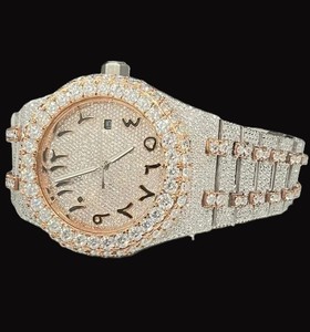 Reloj de Acero Inoxidable con Movimiento Automático Digital, Estilo Hip Hop de Lujo, Completamente Cubierto de Diamantes Moissanite VVS, Cristal de Zafiro Hecho a Mano - Product Image 4