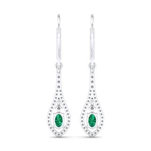 Boucles d'oreilles pendantes REYES, dernier design, or massif 14 carats, diamant certifié IGI, émeraude naturelle, bijoux fins pour mariage - Product Image 4