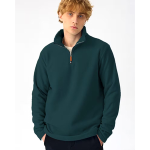 Men Black Half Zip <b>Sweatshirt</b> Polyester Cotton Streetwear Pullover Europe Fashion Manufacturer - Product Image 1