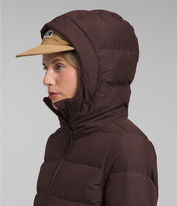 Chaqueta Acolchada con Capucha para Mujer, Color Marrón Oscuro, Bolsillos, Cierre de Cremallera, Resistente al Viento, Repelente al Agua - Product Image 4