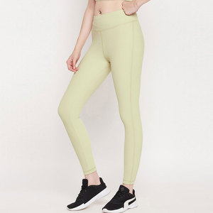 Women's High Waist Solid Color Stretch Leggings With Pockets Full Length Sporty Style Breathable Knitted Fabric - Product Image 4