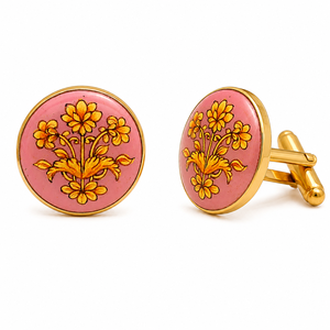 Botones de Latón Antiguos Hechos a Mano con Diseño Floral Grabado, Base Negra, Acabado en Tono Dorado, Regalo Formal de Aniversario Unisex - Product Image 1