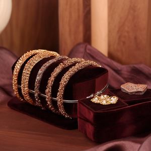 Ruby Gold Pearl <b>Bangles</b> Set-Trendy Classic <b>Copper</b> Alloy Bracelets - Product Image 3