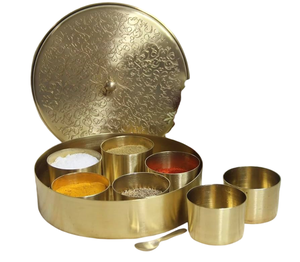 Pure Brass Hammered Texture Masala Dani Spice Containers In Stunning Designs And Sizes At Pocket Friendly Prices - Product Image 6