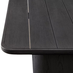 Mesa de Comedor Moderna para Exteriores, Madera de Teca Sólida, Acabado Negro, Forma Rectangular con Base de Soporte Resistente para Terraza y Villa - Product Image 2