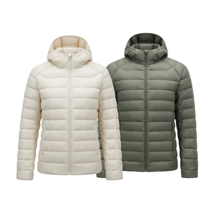 Doudoune légère à capuche pour homme et femme, fermeture éclair, couleur unie, vêtement d'extérieur unisexe pour l'hiver - Product Image 1
