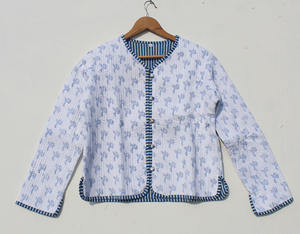 Nueva Chaqueta Acolchada de Algodón Tejido Transpirable con Estampado de Rayas Reversible y Estampado a Mano, Ideal para Fiestas, Regalo para Mujer - Product Image 1