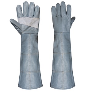 Anti-scratch Anti-bite Pet Training Leather Working <b>Gloves</b>, Cowhide Leather Puncture Resistant Thickened Long Type Safety <b>Gloves</b> - Product Image 1