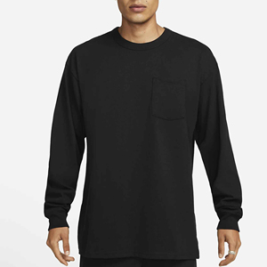 Men's <b>Long</b> Sleeve <b>Black</b> 100% Cotton O-Neck Regular Fit Casual Breathable Knitted Solid Color <b>T</b>-<b>Shirt</b> - Product Image 1