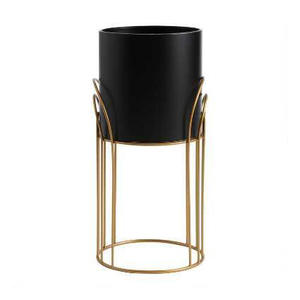 Maceta de Metal Cromado Rústica Vintage con Soporte de Hierro y Orificio de Drenaje, Maceta Decorativa para Jardín, Hogar y Cafetería - Product Image 2