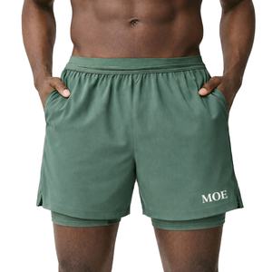 Pantalones Cortos de Compresión de Doble Capa para Hombre, de Secado Rápido, para Entrenamiento en el Gimnasio, con Cordón y Cintura Elástica, Proveedor Directo de Fábrica - Product Image 1