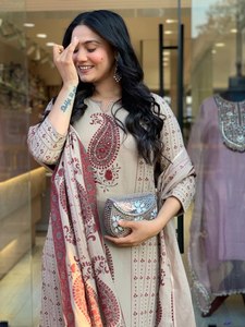 TENNECY - Hermosa Kurta de Algodón Jaipuri de Alta Calidad para Mujer, Tela de 60x60, Largo hasta el Tobillo, para Fiestas y Bodas, Diseño de 3 Piezas, Ropa Festiva - Product Image 4