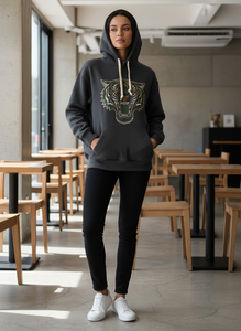 Sweat à capuche épais 100 % coton de haute qualité, personnalisé, style streetwear, broderie vieillie, coupe décontractée, épaules tombantes, automne, écologique - Product Image 4