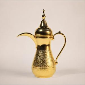Luxury Design Gold Plated Arabic Dallah Coffee <b>Pot</b> Traditional Handcrafted Brass Middle Eastern Teapot for Ramadan and Eid Gift - Product Image 3