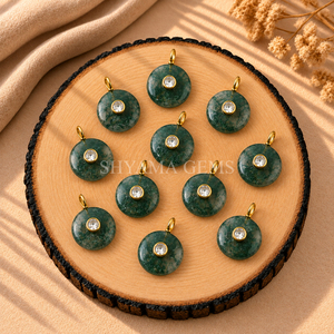 Pendentif rond en agate mousse incrustée de 15 mm pour la création de bijoux inspirés de la nature, colliers artisanaux, accessoires de bricolage en gros - Product Image 3