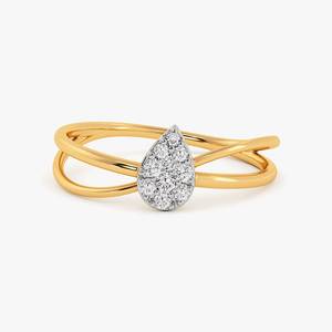 Women's Yellow Gold <b>Diamond</b> <b>Ring</b> Pear Cut Minimalist Engagement Jewelry D Color Lab Grown Stone - Product Image 2