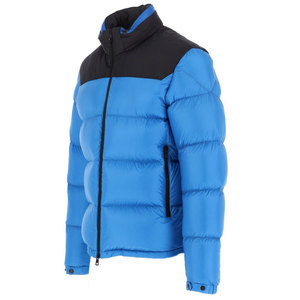 <b>Men</b> <b>Blue</b> Down Puffer Jacket Stand Collar Color Blocking Windproof Winter Coat Casual Regular Fit Zipper Closure - Product Image 2