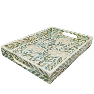 Contemporary Mother Of Pearl Trays Designed <b>For</b> Modern Interiors Tabletop Organization And Decorative <b>Display</b> - Product Image 2