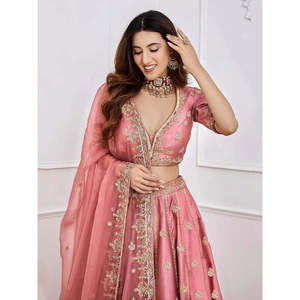 Pink <b>Sequins</b> Art Silk Designer Lehenga Choli Set with Dupatta - Product Image 4