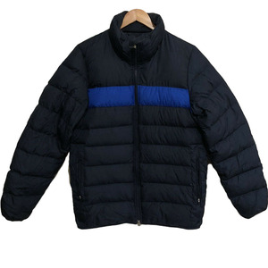 Chaqueta de Invierno para Hombre, Acolchada, Color Negro y Azul, Cuello Alto, Cierre de Cremallera, Casual, Resistente al Viento, Relleno de Poliéster - Product Image 1