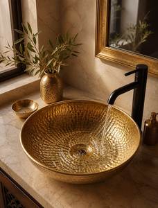 Premium Brass Wash <b>Basin</b> Handmade Bathroom Vanity Sink Luxury Countertop Design For Modern Home Decoration - Product Image 1