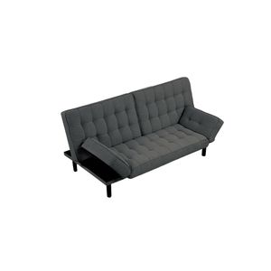 Divano Futon Grigio Scuro con Seduta e Schienale Trapuntati, 1 Pezzo, Convertibile in Letto con Braccioli Regolabili - Product Image 5