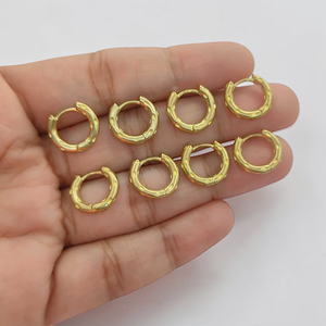 18K Gold Plated Brass Hammered Textured Minimalist Round Earring Findings DIY Fashion Jewelry Wholesale From Rajasthan - Product Image 2