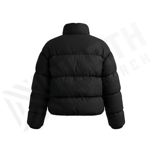 Hooded Quilted Waterproof <b>Bubble</b> Jacket Black Full Sleeve Winter Windproof Cotton Shell Knitted Fabric Polyester Filling Stand - Product Image 2