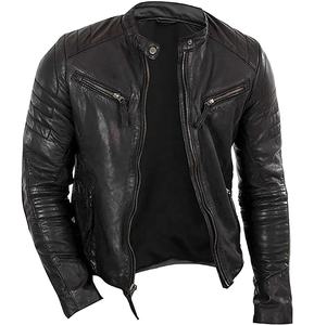 Veste à fermeture éclair à col montant de meilleure qualité pour hommes, cuir à capuche personnalisable de toutes les couleurs en tissu à l'état neuf - Product Image 2