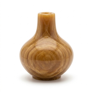 Natural Honey Amber Onyx Classic Bulbous Vase Handmade Round Body Short Neck Stone Flower Vase Multiple Colors Wholesale Custom - Product Image 1
