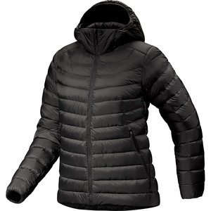 Chaqueta acolchada negra con capucha para mujer, abrigo de invierno con cremallera y manga larga, chaqueta de invierno rellena de plumón para damas - Product Image 1