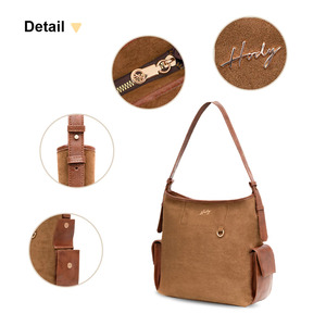 Premium Suede 12 Inch <b>Convertible</b> Totepack Laptop Compartment Multi-Pocket Design Satin Lining Zipper Closure Rubber Logo Daily - Product Image 2