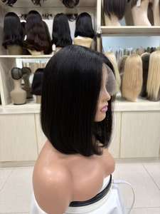 Peluca Bob de Cabello Virgen Chino con Frente de Encaje, Base de Encaje y Encaje Transparente, 150% de Densidad, Tamaños Pequeños y Grandes - Product Image 5