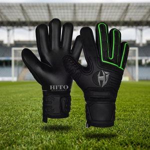 Professional Goalkeeper Gloves Black Soccer Gloves 4mm Negative Cut Goalkeeper Gloves and Latex Strap - Product Image 2