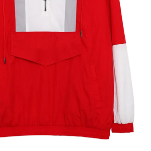 Chaqueta Cortavientos con Capucha y Media Cremallera, Tallas Grandes, Roja y Blanca, Forro de Malla Transpirable, Impermeable, Bordada, Estilo Outdoor - Product Image 6