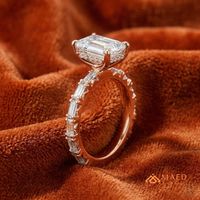 Bague de luxe élégante en moissanite taille émeraude avec pierres latérales pour femme, en or rose, pour fiançailles, mariage, anniversaire, usage quotidien, cadeau USA