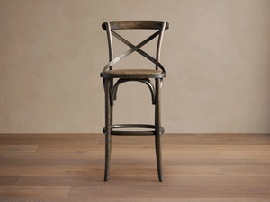 Silla de Bar Premium con Respaldo Cruzado de Madera y Asiento de Ratán Tejido a Mano para Restaurantes, Cafeterías y Espacios de Hostelería - Product Image 6