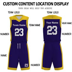 Conjunto de Uniforme de Baloncesto Amarillo Personalizado, Cuello en V, Sin Mangas, Poliéster que Absorbe la Humedad, Unisex para Adultos, Todas las Temporadas, Alta Calidad - Product Image 4