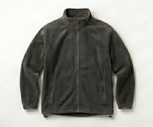 Chaqueta de Forro Polar Negra para Hombre, Cierre Completo, Cuello Alto, Estilo Casual para Otoño, Corte Regular, Tejido de Poliéster, Color Sólido - Product Image 1