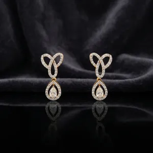 Pendientes de Oro Rosa de 14K con Diamantes Cultivados en Laboratorio, Corte Brillante Redondo de 0.98 Ct, EF VVS-VS, Joyería Fina de Lujo para Compromiso y Boda - Product Image 1