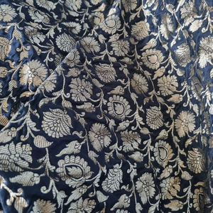 Tissu brocart Jamawar bleu exclusif - Product Image 1