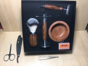 Professional wood Faux Badger Hair Brush Men's Shaving Tool <b>Kit</b> with <b>Resin</b> & Metal OEM Brand Private Label Option - Product Image 5