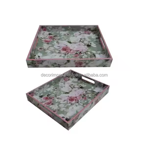 Bandeja de Servir Rectangular Moderna de Madera de Alta Calidad con Diseño Impreso y Hecha a Mano para Sala de Estar, Producto en Oferta - Product Image 1
