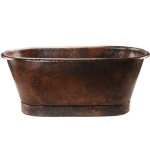 Indian Home Crafts Antique <b>Metal</b> Freestanding Oval <b>Bathtub</b> Vintage Style Soaking Tub Without Lid - Product Image 5