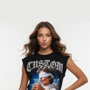 Custom DTG Printed <b>Tank</b> <b>Top</b> 100% Cotton Jersey <b>Vintage</b> Style Sleeveless T Shirt Unisex Comfort Fit OEM Wholesale Fashion - Product Image 4