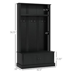 Panca Nera da Ingresso con Appendiabiti, Ganci a Muro e Porta Cappotti - Product Image 3