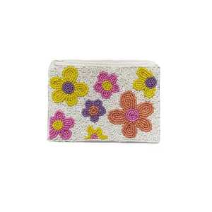 Monedero de cuentas blancas hecho a mano con corazones multicolor, bolsa con cremallera, llavero, cartera, tarjetero de cuentas de semilla, estuche para dinero de cuentas de vidrio, kit - Product Image 5