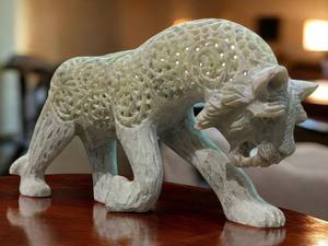 Statue de lion en pierre ollaire naturelle – Décoration animale sculptée à la main pour cadeaux et décoration intérieure - Product Image 2