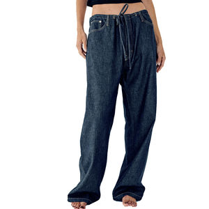 Jeans de Cintura Alta para Mujer, Casuales, de Invierno, Color Sólido, 100% Algodón, Elásticos, Transpirables, al por Mayor y Personalizados - Product Image 1